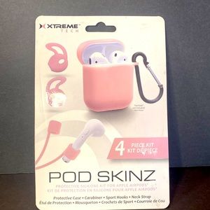 NEW XTREME POD SKINZ 4 PIECE SET PINK FOR APPLE AIRPODS PROTECTIVE SILICONE KIT